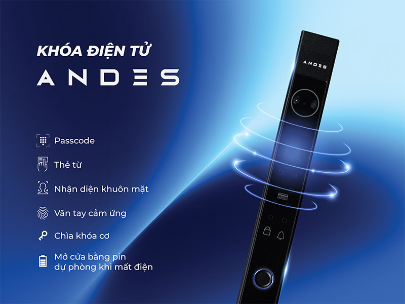 khóa điện tử andes cửa trượt quay