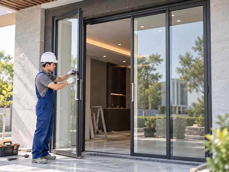 lắp đặt cửa trượt quay kogen tại vĩnh long